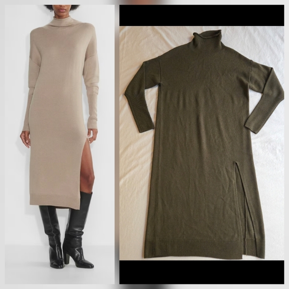 Aritzia Dresses & Skirts - Aritzia Wilfred Cyprie Dress - Mockneck Wool Sweater Dress Forest Green